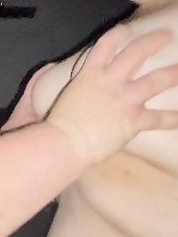 Chubby girl in fishnet stockings.