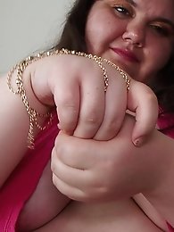 A plus size woman is spreading her lips for money.